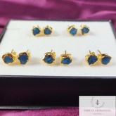 Raw Neon Apatite Earrings, Gold Plated Studs, Electroplated Raw Crystal Earrings, Rough Gemstone Earrings, Stud Earrings, Raw Stud Earrings